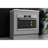Módulo Cozinha Americana Balcão Com Tampo Para Forno De Embutir E Cooktop 80cm Cinza2 Aéreos + 1 Balcão + 1 Complemento
