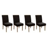Cadeira De Cozinha 2cad149fr Kit 4 Un Freijó Assento Encosto Preto