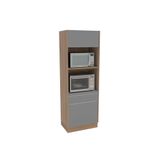 Paneleiro De Cozinha Modulado Campanele Com 2 Portas 2 Nichos Para Forno E 1 Gaveta 72cm Castanho Cinza Politorno