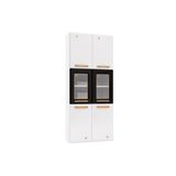 Cristaleira De Cozinha Paneleiro Diamante Aço Com 6 Portas 2 Com Vidro 70cm Branco Preto Telasul