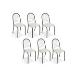 Kit 6 Cadeiras De Cozinha Noruega 2c077 6 Un Preto Fosco Courano Branco