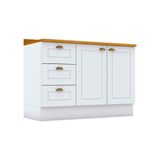 Gabinete De Cozinha Modulado Balcão Para Pia Com Tampo Americana Com 2 Portas E 3 Gavetas 120cm Branco