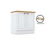 Módulo Cozinha Americana Balcão Com Tampo Para Cooktop Com 2 Portas 80cm Branco2 Aéreos + 1 Balcão + 1 Complemento