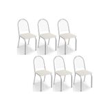 Kit 6 Cadeiras De Cozinha Noruega 2c077 6 Un Cromada Branco 106