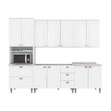 Cozinha Modulada Americana 6 Peças 2 Aéreos + 2 Balcões+ 1 Paneleiro + 1 Complemento Com Pés C5p62 Branco2 Aéreos + 1 Balcão + 1 Complemento