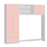 Guarda Roupa Infantil Ternura 4 Portas E 2 Gaveta Para Quarto De Bebê Cor Branco Com Rosa - Peternella Móveis