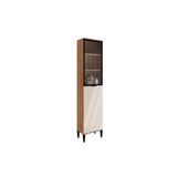 Paneleiro De Cozinha Alpha 2509 Com 2 Portas 1 Com Vidro Canelado 50cm Freijó Off White