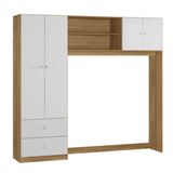 Guarda Roupa Infantil Ternura 4 Portas E 2 Gaveta Para Quarto De Bebê Cor Nature Com Branco - Peternella Móveis
