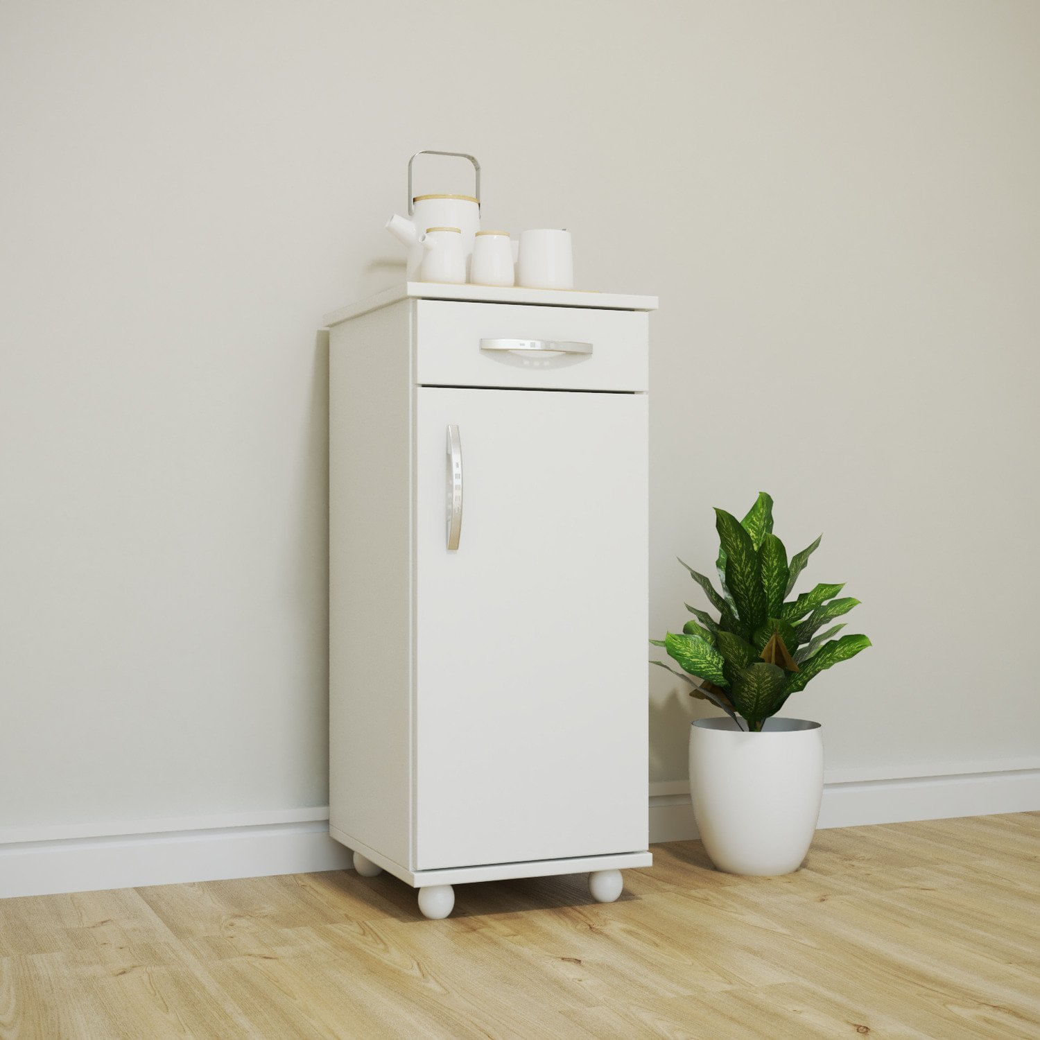 Multiuso Balcão Slim 1 Porta E 1 Gaveta Branco