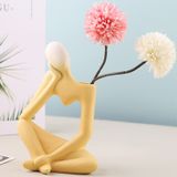 Vaso Disoza Ceramic Thinker Amarelo Moderno 20 Cm A X 14 Cm L