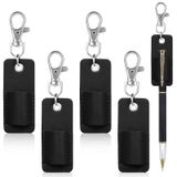Porta-canetas Para Cordão Aozuo Portátil De Couro Pu, 4 Peças Pretas