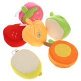 Esponja De Banho Heallily Cute Fruit Shower Pufe Para Bebês, 6 Unidades
