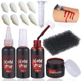 Kit De Maquiagem De Sangue Falso De Halloween Com Dentes De Vampiro Yumoin
