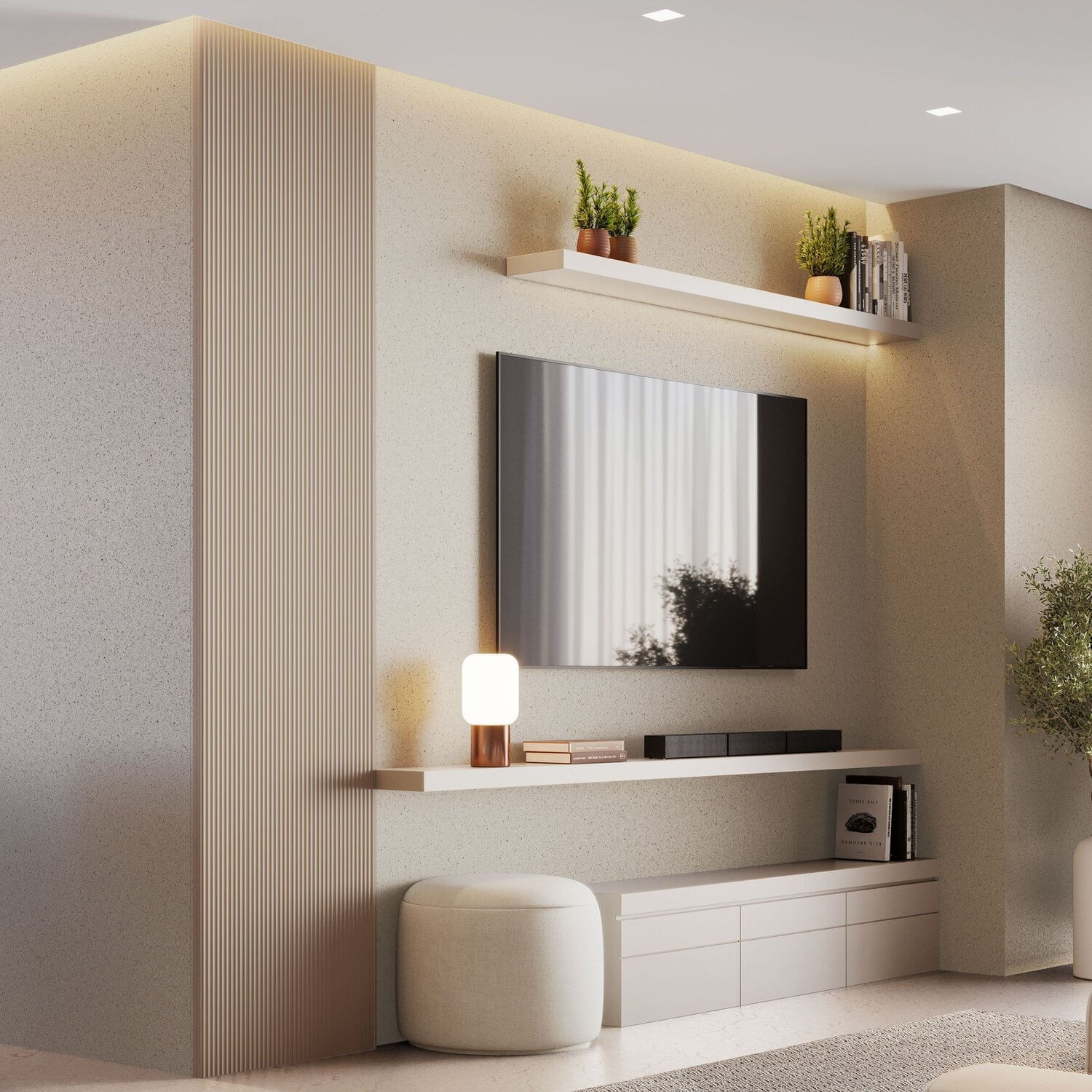 Painel Ripado Decorativo Toronto 100% Mdf Em Placa 58x250x3,3 Bege