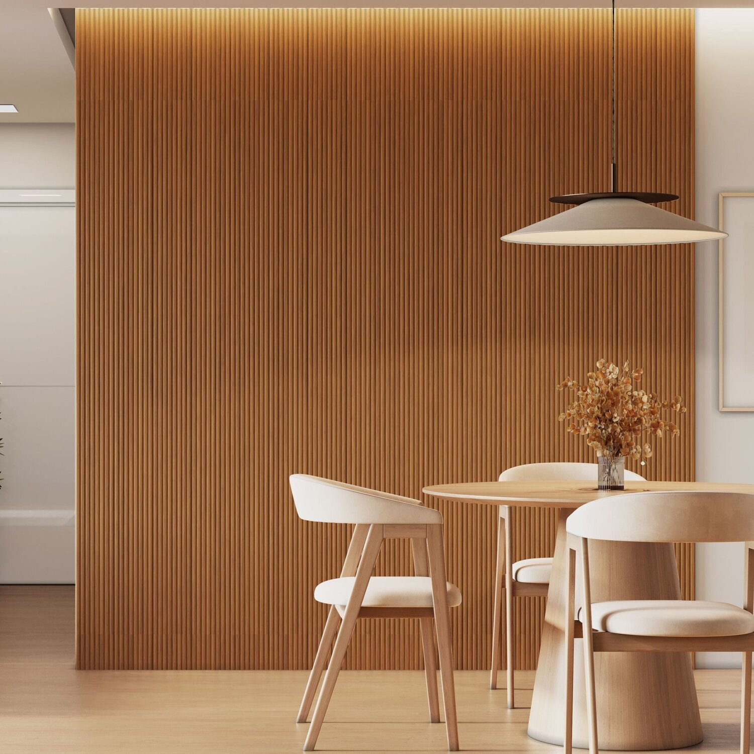 Painel Ripado Decorativo Toronto 100% Mdf Em Placas Modular 232x250x3,3 Freijó