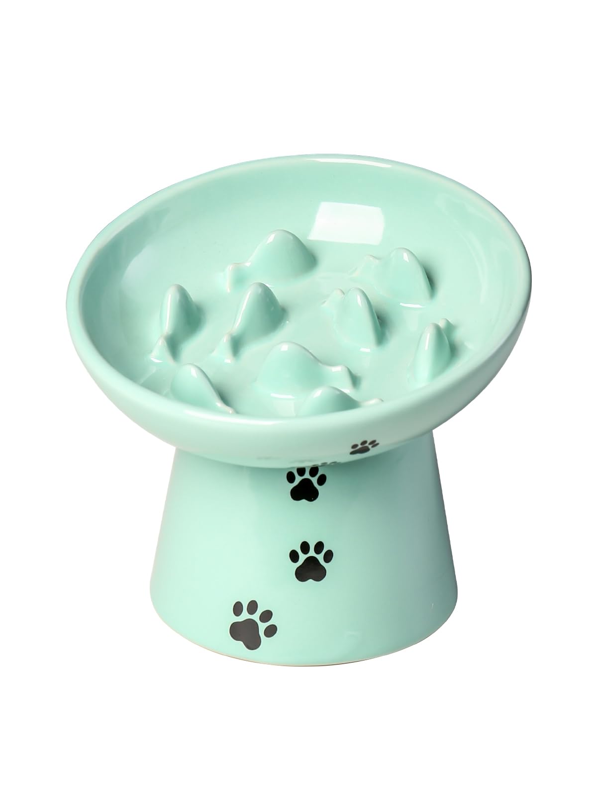 Alimentador Lento Para Gatos Y Yhy 15 Cm De Cerâmica Anti-vômito Verde