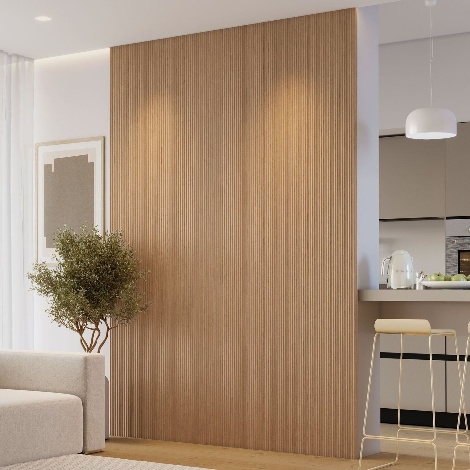 Painel Ripado Decorativo Toronto 100% Mdf Em Placas Modular 174x250x3,3 Itapuã