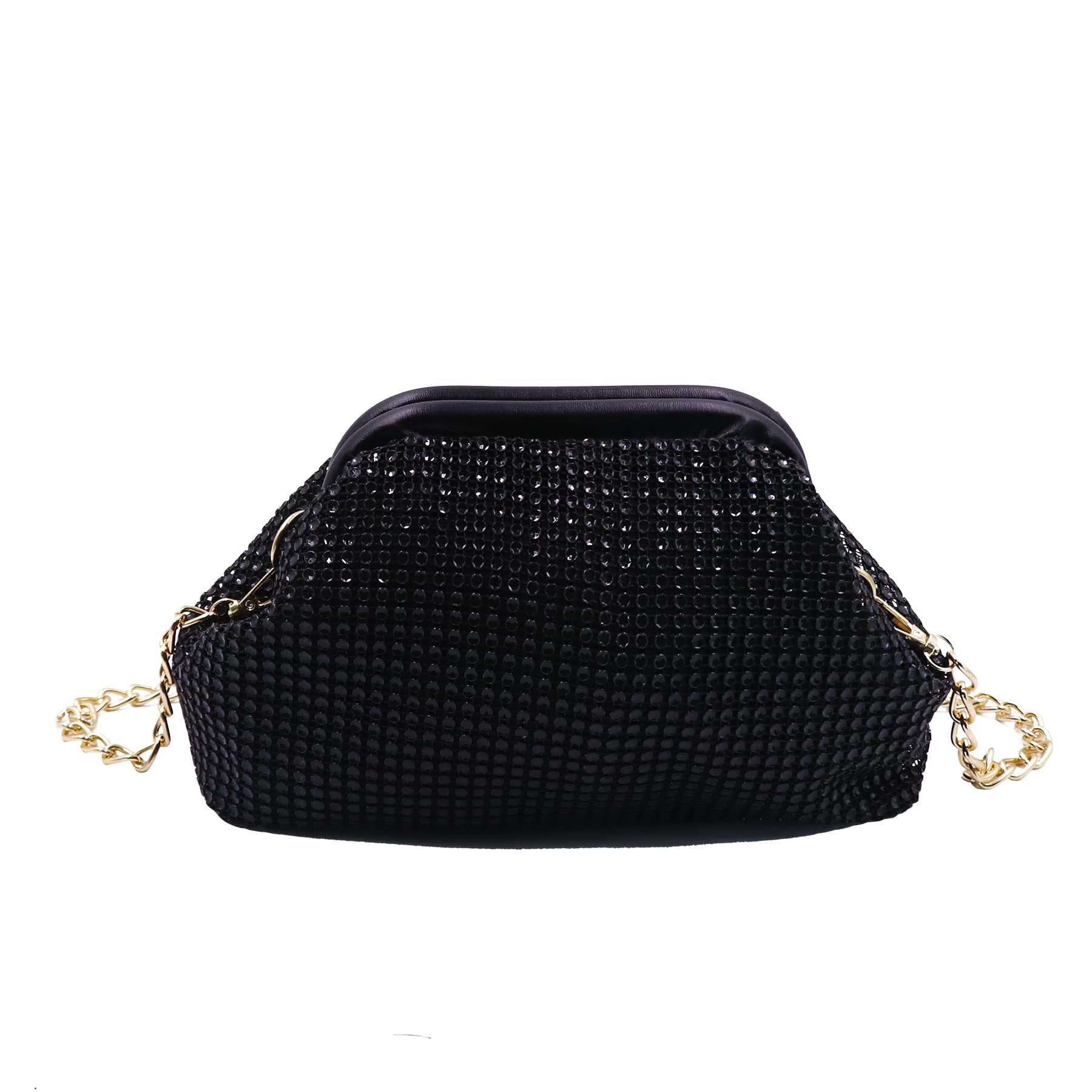 Bolsa De Noite Mosstyus Strass Diamond Crystal Black