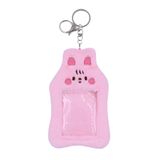 Porta-cartões Mosstyus Cute Plush Photocard Com Chaveiro Rosa
