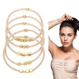 Pulseira De Gravatas De Cabelo Aozuo Boho Para Mulheres Com Miçangas Douradas, 5 Peças