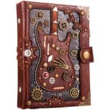Caderno Lzlighactor Punk Style Leather Journal A5 Castanho