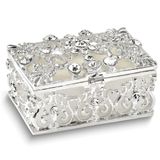Caixa De Joias Sevenbees Silver Square Com Strass Para Mulheres