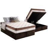 Cama Box Baú Queen: Colchão Molas Ensacadas King Best Brown + Base Crc Suede Brown (158x198)