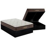 Cama Box Baú Queen: Colchão Anatômico Probel Guarda Costas Extra Firme + Base Crc Suede Black (158x198)