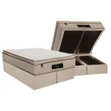 Cama Box Baú Queen: Colchão Molas Ensacadas Luckspuma Cloud + Base Crc Suede Clean (158x198)