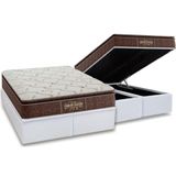 Cama Box Baú Queen: Colchão Anatômico Probel Guarda Costas Extra Firme + Base Crc Courano White (158x198)