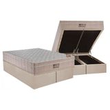 Cama Box Baú Queen: Colchão Molas Superpocket Ensacadas Ortobom Fort Airtech + Base Crc Suede Clean (158x198)