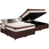 Cama Box Baú Queen: Colchão Molas Ensacadas Superlastic King Best + Base Crc Courano Brown (158x198)