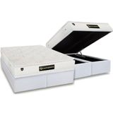 Cama Box Baú Queen: Colchão Molas Ensacadas Luckspuma Satisfaction Plus White + Base Crc Courano White (158x198)
