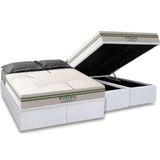 Cama Box Baú Queen: Colchão Molas Masterpocket Ensacadas Paropas Coliseu + Base Crc Suede White (158x198)