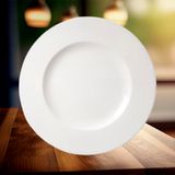 Jogo Pratos Sobremesa Lanche 12 Pessoas 12pçs Aba Larga 21cm