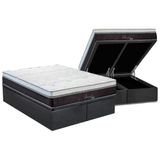 Cama Box Baú Queen: Colchão Molas Masterpocket Ensacadas Polar Superlastic Serenatta + Base Crc Suede Gray (158x198)
