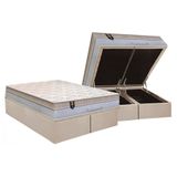 Cama Box Baú Queen: Colchão Molas Masterpocket Ensacadas Orthoflex Naturale + Base Crc Suede Clean (158x198)