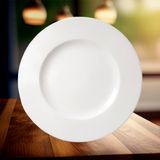 Jogo Prato Raso Jantar 2 Pessoas 2pçs Aba Larga Branco 28cm