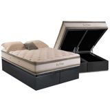 Cama Box Baú King: Colchão Molas Masterpocket Ensacadas Herval Confortclass Big Class Df + Base Crc Suede Gray (193x203)