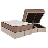 Cama Box Baú Queen: Colchão Molas Masterpocket Ensacadas Orthoflex Torino Híbrido + Base Crc Suede Clean (158x198)