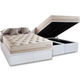 Cama Box Baú Queen: Colchão Molas Masterpocket Ensacadas Herval Maxspring Scotland + Base Crc Courano White (158x198)