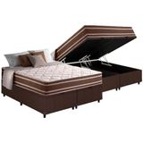 Cama Box Baú Queen: Colchão Molas Ensacadas Superlastic Duo Sono +base Crc Courano Brown (158x198)
