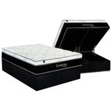 Cama Box Baú Queen: Colchão Molas Ensacadas Luckspuma Visco Lucksfaction Black + Base Crc Suede Black (158x198)