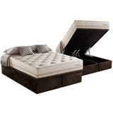 Cama Box Baú Queen: Colchão Molas Masterpocket Ensacadas Herval Maxspring Scotland + Base Crc Suede Brown (158x198)