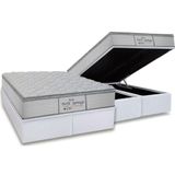 Conjunto Box Baú Queen: Colchão Molas Probel Ensacadas Perfil Springs Premium White + Base Crc Courano White (158x198)