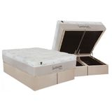 Cama Box Baú Queen: Colchão Molas Masterpocket Ensacadas Luckspuma Visco Satisfaction + Base Crc Suede Clean (158x198)