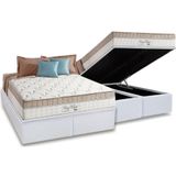 Cama Box Baú Queen: Colchão Molas Ensacadas Superlastic King Best + Base Crc Courano White (158x198)
