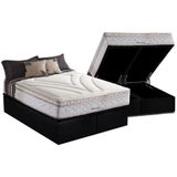 Cama Box Baú Queen: Colchão Molas Masterpocket Ensacadas Herval Maxspring American + Base Crc Suede Black (158x198)