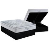 Cama Box Baú Queen: Colchão Molas Superpocket Ensacadas Ortobom Freedom Visco + Base Crc Suede Black (158x198)