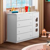 Cômoda Infantil 4 Gavetas 1 Porta 100 Mdf Lívia Phoenix Baby